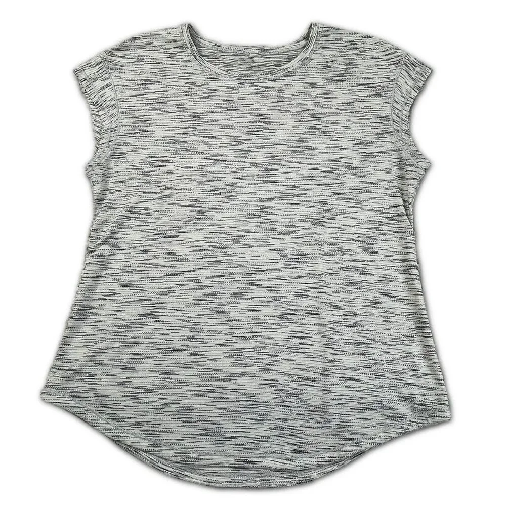 Lululemon Lost In Pace Tee Tiger Space Dye White Black Womens 6
